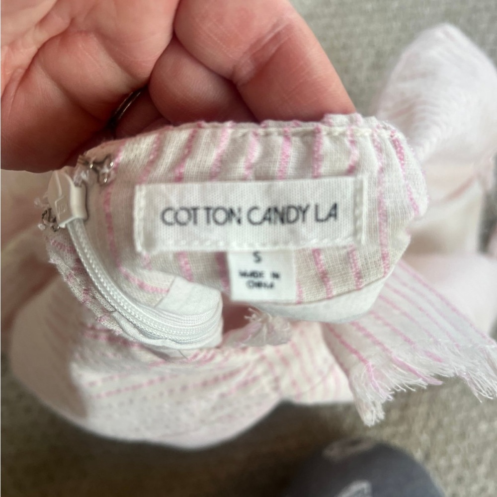Cotton Candy Pale Pink Striped Romper - Picture 6 of 6
